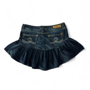 Seven7 Upcycled Dark Wash Ruffled Mini Skirt